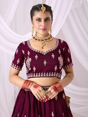 Image of Embroidery Designer Lehenga Choli Set For Women Party| latest Bridal Stylish Design Wedding Lehenga Choli For Women (Free Size)