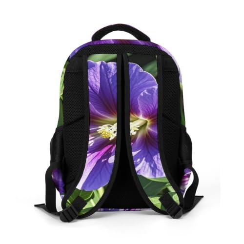 Mochila de viaje floral morada para ordenador portátil y equipaje diario ligero 5