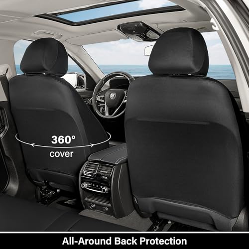 Image of Coverado Red Car Seat Covers Full Set, Waterproof Front Seats Back Seat Cover, Leather Car Seat Cushion Universal Fit for Most Cars