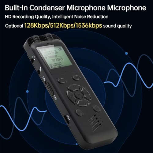 Sprachrekorder, Rekorder mit 20 Stunden Ununterbrochener Aufnahme. 8-GB-Audiorecorder für Klare und Dauerhafte Tonaufnahmen (32GB)