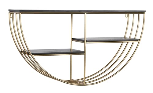 Image of Wall Hangings for Home Storage Organizer Round Wall Mounted Floating Shelf for Bedroom, Living Room, and Office Decor Item (Black Gold)