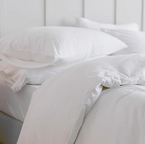 Miniatura 6 de Luxlovery - Juego de edredón color blanco tamaño individual, juego de ropa de cama de 3 piezas, color blanco liso, suave, transpirable, para cama