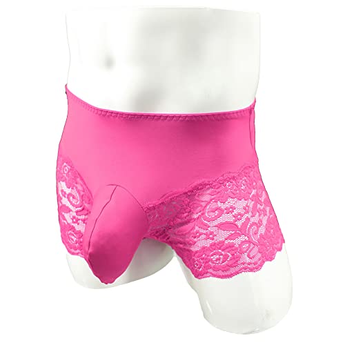 Men's Lace Briefs Sissy Pouch Underwear Breathable Stretch Panties Large Hip Wrap with Translucent Thighs2