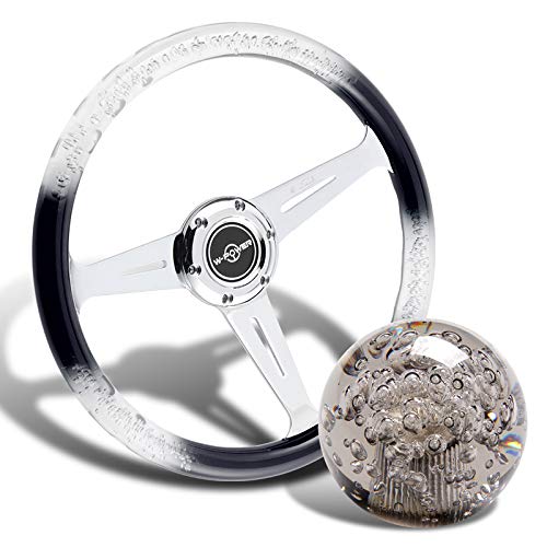 クリアバブルステアリング Amazon | W-Power 350mm VIP クリスタルバブル 3スポークステアリング