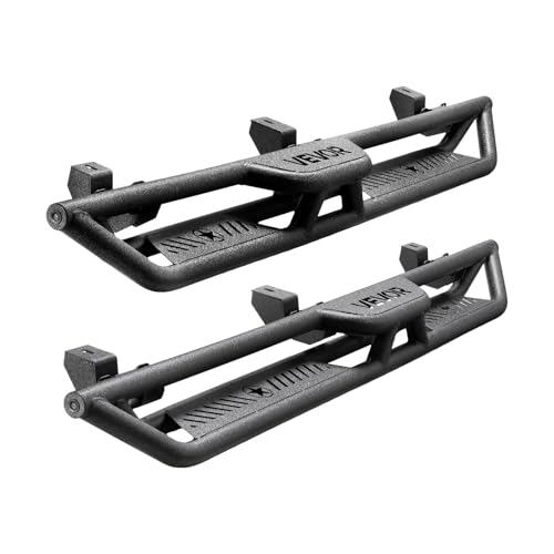 VEVOR Running Boards Compatible with 2018-2025 Jeep Wrangler JL 4 Door, 6 Inches Side Steps, Black Carbon Steel Nerf Bars, 550 lbs Load Capacity, Wide Non-Slip Hollow Surface with Rustproof Coating