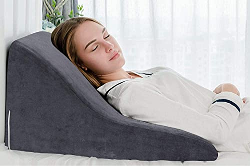 Angqi Bed Wedge Pillow - Sleeping Pillow With Removable Velvet Cover - Supportive Foam Incline Cushion For Anti Snoring, Heartburn, Relaxing, Reading, Rest Or Elevation #TOP20