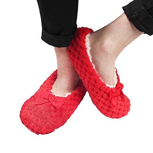 Image of BambooMN Women's Stripe Patterned Non-Slip Lined Travel Home Slippers - 2 Pairs