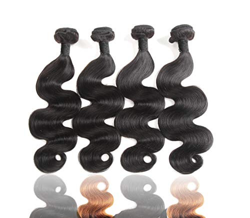 Sakula Body Wave Virgin Remy Human Hair Bundles with Black Color 18 18 20 20 (1 B)