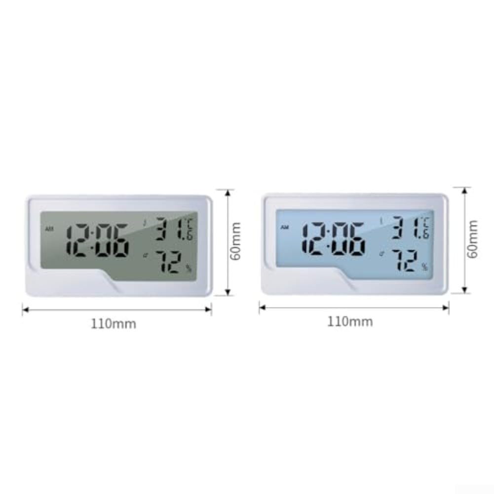 Termómetro digital higrómetro con reloj -50 a 70 °C medidor de humedad de temperatura, registro máximo/mínimo, montaje en pared o escritorio para invernadero doméstico (sin retroiluminación)