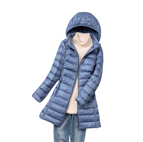 Plumifero Ultraligero Mujer Largo Chaqueta Plumas Ligeros Mujer Plumífero Ligero Mujer Chaqueta Acolchada Ligera Plumon Mujer Plumiferos Ultraligero Mujer Puffer Jacket Abrigo Plumas Mujer Azul M