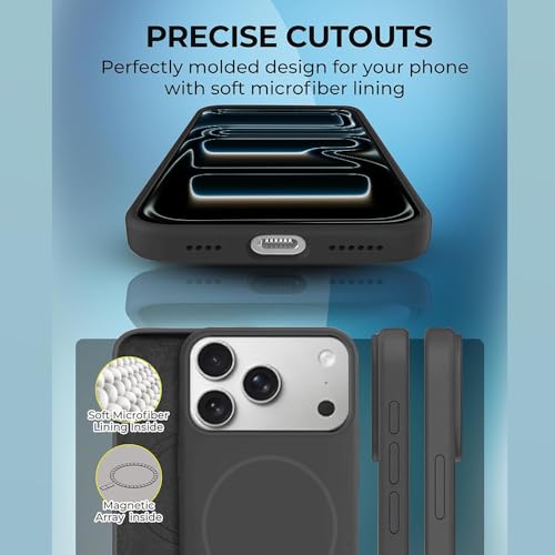Image of iPhone 17 Pro Max Silicone Magsafe Case | Shock Proof Design & Camera Protection | Premium Rubberised Apple iPhone 17 Pro Max Cover (Microfiber Lining) | Magnetic Liquid Silicone - Black