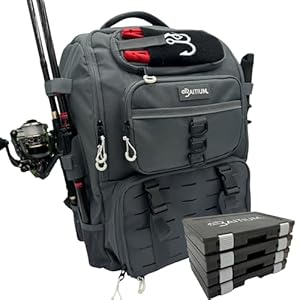 Baitium Angelrucksack 40L Grau mit Tackle-Boxen