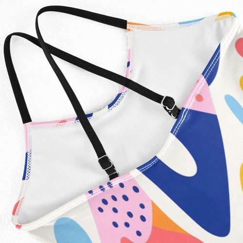 Abstract Cartoon Pattern Girls One-Piece Swimsuit Beach Bathing Suit4