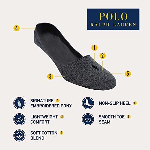 POLO RALPH LAUREN Dress Liner Socks - 3 Pair Pack - Lightweight Cotton Comfort With Non-slip Heel2