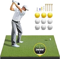 Hanured® Golf Abschlagmatte 150 x 117 cm, 6 Abschlagpositionen, Kunstrasen, Grün, Faltbar, Ideal für Indoor und Outdoor