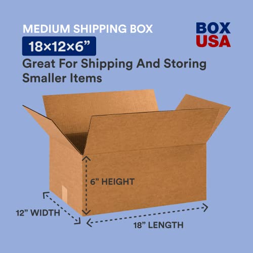 Box Usa 18 X 12 X 8 Corrugated Cardboard Boxes, Medium 18"L X 12"W X 8"H, Pack Of 25 | Shipping, Packaging, Moving, Storage Box For Home Or Business, Strong Wholesale Bulk Boxes #TOP2