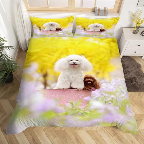 Housse de couette 200x200 caniche en microfibre avec 2 taies d'oreiller - 3