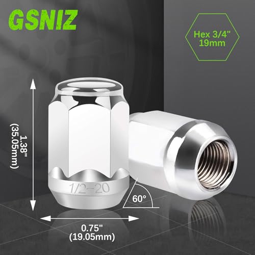 Image of 20PCS Chrome Closed End Bulge Acorn Style Lug Nuts, 1 /2 inch-20 Thread Size - Conical 60 Degree Seat,for Ford Mustang 1964-2014,Ranger 1990-2010,Explorer 1991-2015,F-150 1989-1996