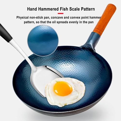 Wok chino tradicional de hierro forjado 32 cm miniatura 3