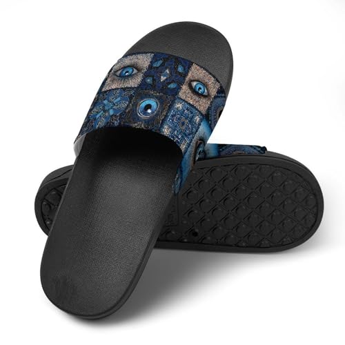 Evil Eye Patchwork PVC Slippers Sandals for Women Men Open Toe Soft Cushioned Non-Slip Sandal for Indoor Outdoor4