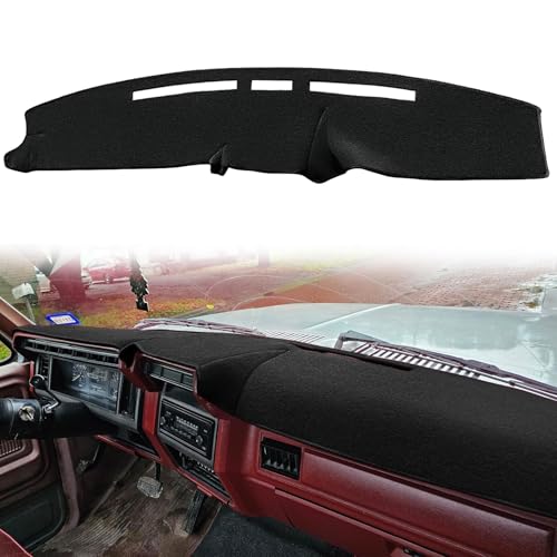 Yiz Dash Cover Mat Custom Fit for Ford F100 F150 F250 F350 Bronco 1980 1981 1982 1983 1984 1985 1986 Dashboard Cover Pad Carpet Protector (80-86 Black) J71