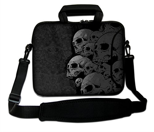 Funky Planet 15 -15,6 Pouces Canvas Strong Laptop Épaule Ordinateur Portable Messenger Solide Forte Sac de Toile Sac Sacoche Porte-Documents Multicolore de Sacs Étuis (Skull Collection)