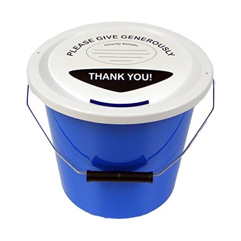 ELC Charity Money Collection Bucket 5 litres - Light Blue Cover