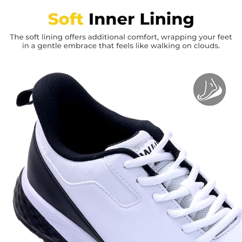 Image of Men's Spiked Golf Shoes Slip-On Waterproof Non-Slip Lightweight Outdoor Walking Shoes for Golfers Footwear US Size 7-12