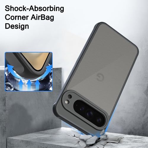 Image of TheGiftKart Hybrid Matte Frosted Translucent Back Cover Case for Google Pixel 9 Pro | Shockproof Design | Camera Protection Module | Hard Back Cover Case for Google Pixel 9 Pro (PC & TPU, Frost Black)