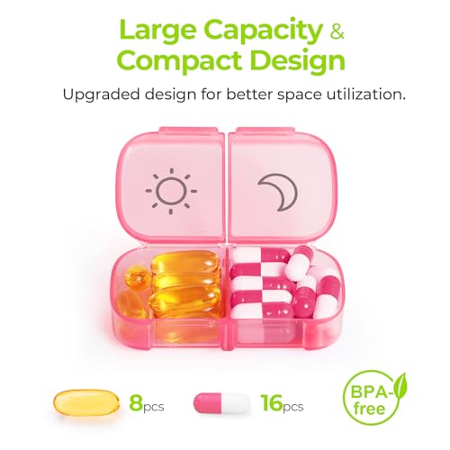 Image of AUVON XL Weekly Pill Organizer 2 Times a Day with Large Opening for Easy Filling, AM PM Pill Box 7 Day in Rainbow Colors, Portable Travel Pill Case for Medication, Vitamins, Fish Oils, Supplements