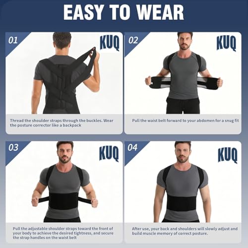 Image of Posture Corrector Belt for Men & Women | Adjustable Back Brace | Upper Back & Shoulder Support | Neoprene Spine Corrector Belt | Relieves Back Pain, Neck Hump & Rounded Shoulders | Universal Size (28-52 inch) ( Grey )