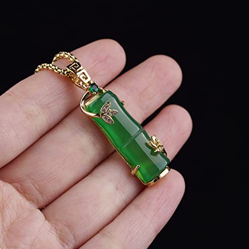 Green Jade Pendant 18K Gold Plated Necklace Crystal Jewelry for Women3