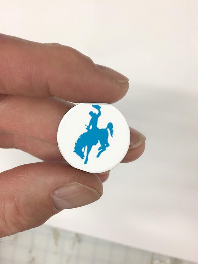 Cowboys Award Decals Thick mil Vinyl 1-1/8" Diameter (100 Decals) Professional-Grade Football Hockey Baseball Softball Lacrosse (Columbia Blue on White)