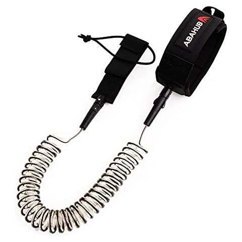 Abahub Premium Coil SUP Leash, 10 ft Clear Black Coiled Paddle Board Leashes, 7.2mm Thick Legrope Strap for Longboard Surfboards, Stand-up Paddleboards, iSUP Replacement Leg Rope… Cover