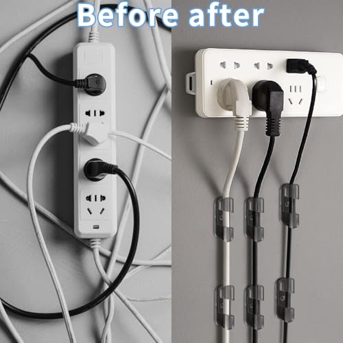 50 unidades de abrazaderas adhesivas para cables de tamaño completo, con diseño mejorado de doble orificio para gestión de cables debajo del escritorio, coche, PC y luces navideñas, interior/exterior - gris miniatura 6
