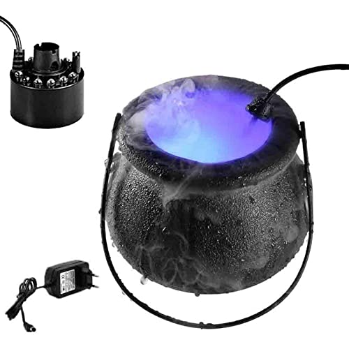 Machine À Fumée D'halloween - Smoke Fog Machine Brume Diffuseur | Chaudron Fumant Machine À Brouillard avec 12 Colorées LED Lumières | Appareil À Fumée pour Mariage, Halloween, Fête et Effet de Scène