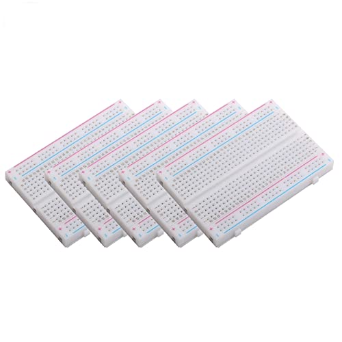 DEVMO 5pcs 400 Ties Mini Solderless Breadboard Universal 400 Contacts Solderless Breadboard 400 Points Prototyping Shield for Electronics Testig DIY