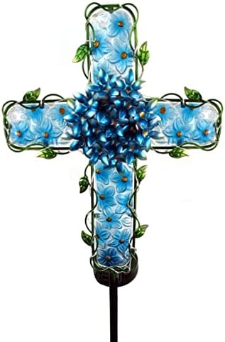 Solar Cross Garden Stake: Which One Will Transform Your Garden? 5 COOZZYHOUR Solar Cross Garden Lights Outdoor Decorative - Solar Metal&Glass Cross Blue Hydrangea Flower Stake Lights- Waterproof 20 Warm White LED for Remembrance Gifts