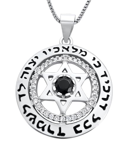 TALISMAN4U Psalm 91 Star of David Pendant Sterling Silver Hebrew Necklace for Men Protection Kabbalah Jewish Jewelry Silver Chain Gift Box