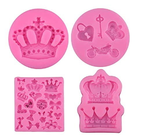 DIY Handcraft Silicone Crown Fondant Candy Molds Bows Crown Heart Mold for Chocolate, Cake Decoration, Cupcake Topper, Pastry, Cookie Decor, Epoxy Resin, Clay, Crafting Projects