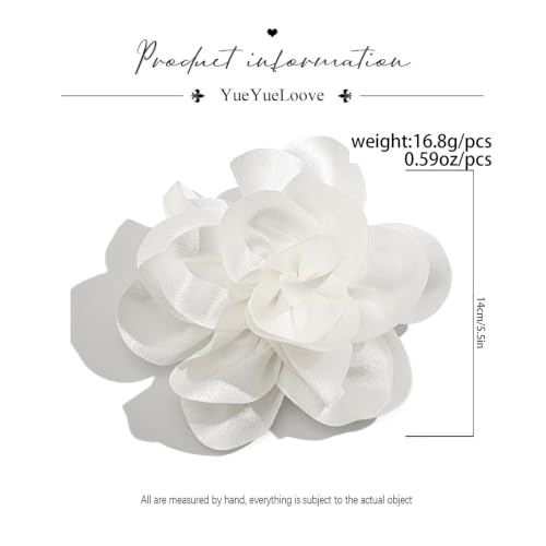 Image of Flower Pins Large Flower Brooches Dainty Satin Fabric Rose Flower Brooches Lapel Pins Delicate Elegant Silk Camellia Flower Oversized Brooch Pin for Women Wedding Part Dance Dress Suit Clothes Accessories Prom Jewelry Gifts