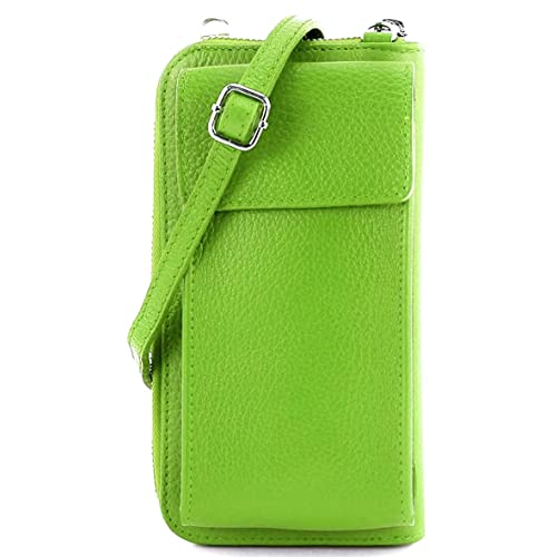 Rivestimento in pelle dollaro Modarno borsa a tracolla multifunzionale, borsa per cellulare a portafoglio in vera pelle, adatta per telefoni cellulari fino a 6,5 pollici (Verde Cipro)