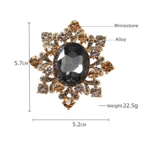 Image of Oval Rhinestone Brooch Pin for Women Girls Gold Plated Fashion Color Crystal Victorian Style Brooches Lapel Pins Dainty Hat Bag Dress Acccessories Antique Art Deco Christmas Valentine Festival Ornament Jewelry Gift