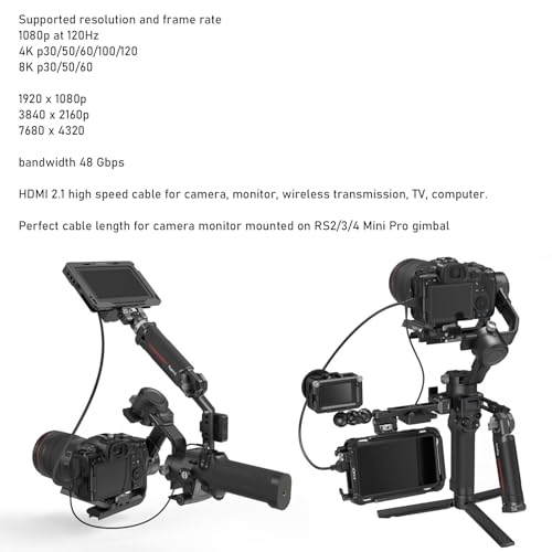 HangTon Micro HDMI to Full HDMI 4K 8K60p Cable for Canon R6 R6II R5C R5 R8 Sony ZVE-10 A7C A7RIV A7RIII A7S2 Lumix S5 S9 GH4 Camera ATOMOS Ninja V Ultra SmallHD Cine Indie 5 7 Monitor - Image 4