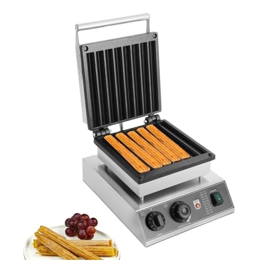 110V Churro Maker Machine Nonstick Commercial Waffle Baker Home Countertop Waffle Baker Machine Stainless Steel Hot Dog Maker Makes 8 Waffles, Paninis, Hash browns, Waffle Cone Maker 1500W
