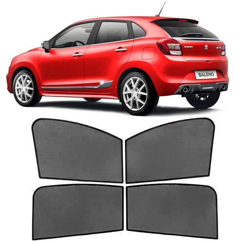Image of Autostory Custom Fit Black Mesh Car Sunshade for Baleno 2015-2021 | UV & Heat Protection Car Window Curtains | Privacy Car Sun Shade | Breathable Vehicle Specific Side Window Shades