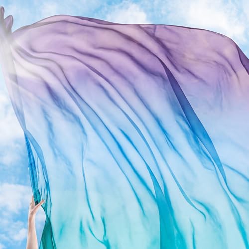 Image of Jecery 2 Pack Praise Dance Worship Flags, 35''x 55'', Green Blue Purple
