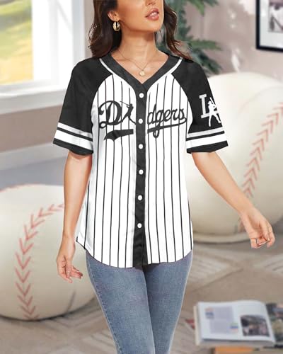 Image of Baseball Jersey Women Baseball Shirts Baseball Team Button Down Jerseys