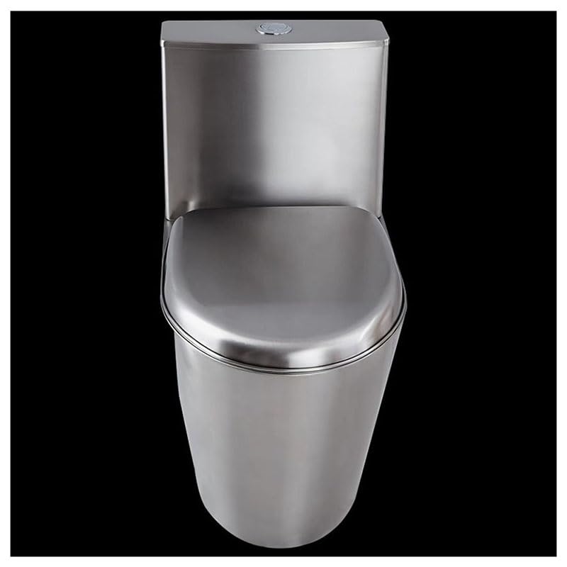 Inodoro de acero inoxidable con diseño de ahorro de agua y tanque integrado