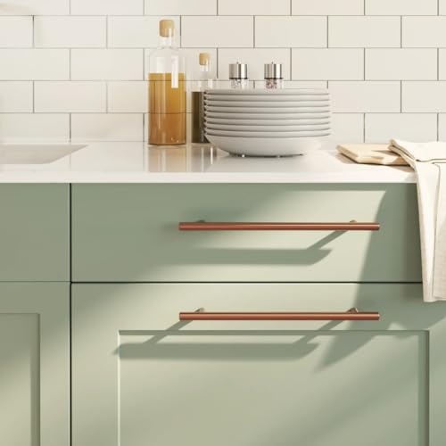 Frdhee Tiradores de muebles para armarios de cocina, tiradores de muebles, 10 unidades, bronces, acero inoxidable, 224 mm, tiradores para armarios de cocina, armarios, se pueden instalar rápidamente